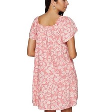 Gap Pink White Floral Square Neck Tiered Mini Dress Small Flutter Sleeve