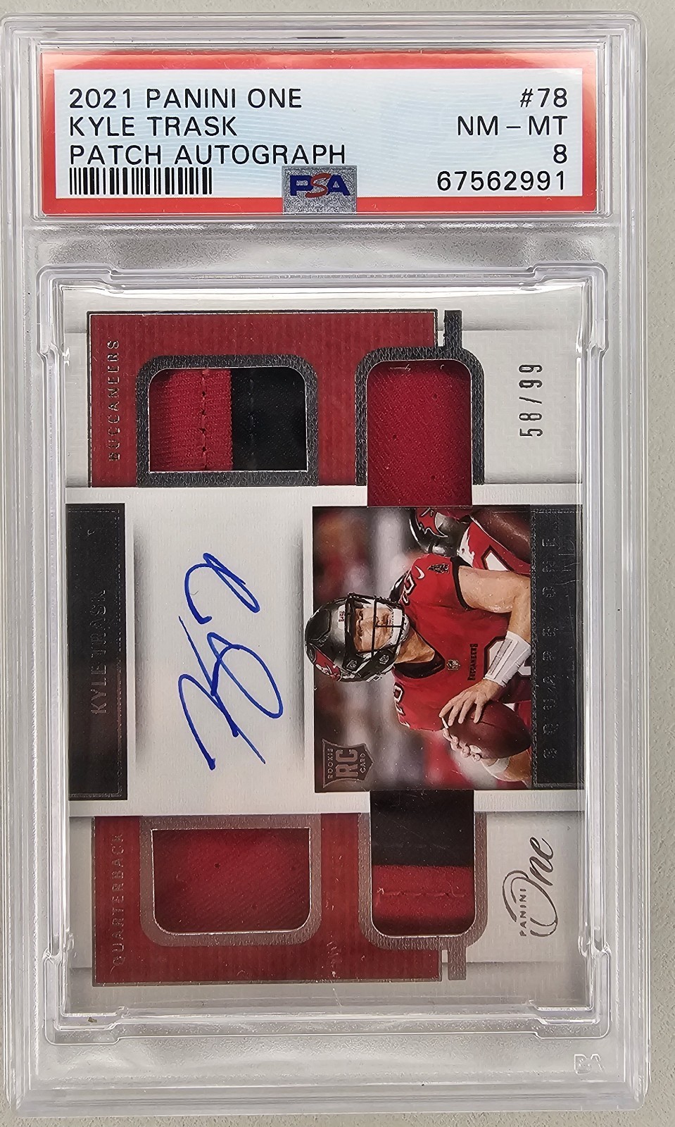 Kyle Trask RC Rookie Quad Patch Auto 2021 Panini One Football #78 RPA /99 Bucs