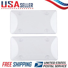 Pair Clear License Plate Tag Frame Covers Bubble Shields Protector For Car Truck