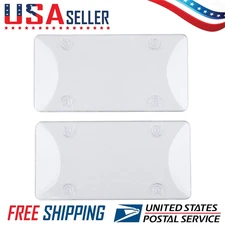 Pair Clear License Plate Tag Frame Covers Bubble Shields Protector for Car Truck