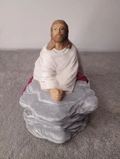Vtg Jesus Christ Praying Ceramic 7" 1985 Byron Molds Hand Painted Christianity