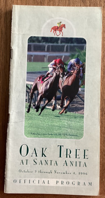 Vtg Oak Tree At Santa Anita Official Racing Program - Oct 27, 1996 - 21st Day