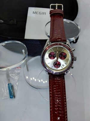Chronograph Red Gold Two Straps by Megir 2247 Men's Watch