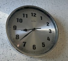 Acctim 27357 "Ruben" Office Wall Clock In Spun Chrome working