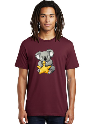 Koala-Holding-Star-1 Mens Graphic Tee, 100% Cotton, Casual Summer Wear