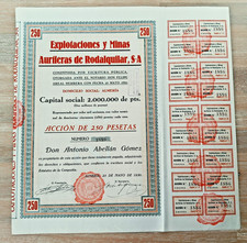 ACTION EXPLOTACTIONES Y MINAS AURIFERAS  RODALQUILAR  1930 AVEC COUPONS  EMARSA