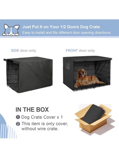 Hundekistenabdeckung, belüftete Haustierhütte Abdeckung, schwarze Polyester Kistenabdeckung - Bild 2 von 4