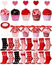 16 Pairs Valentine's Day Cupcake Socks for Women Men Novelty Valentines Day