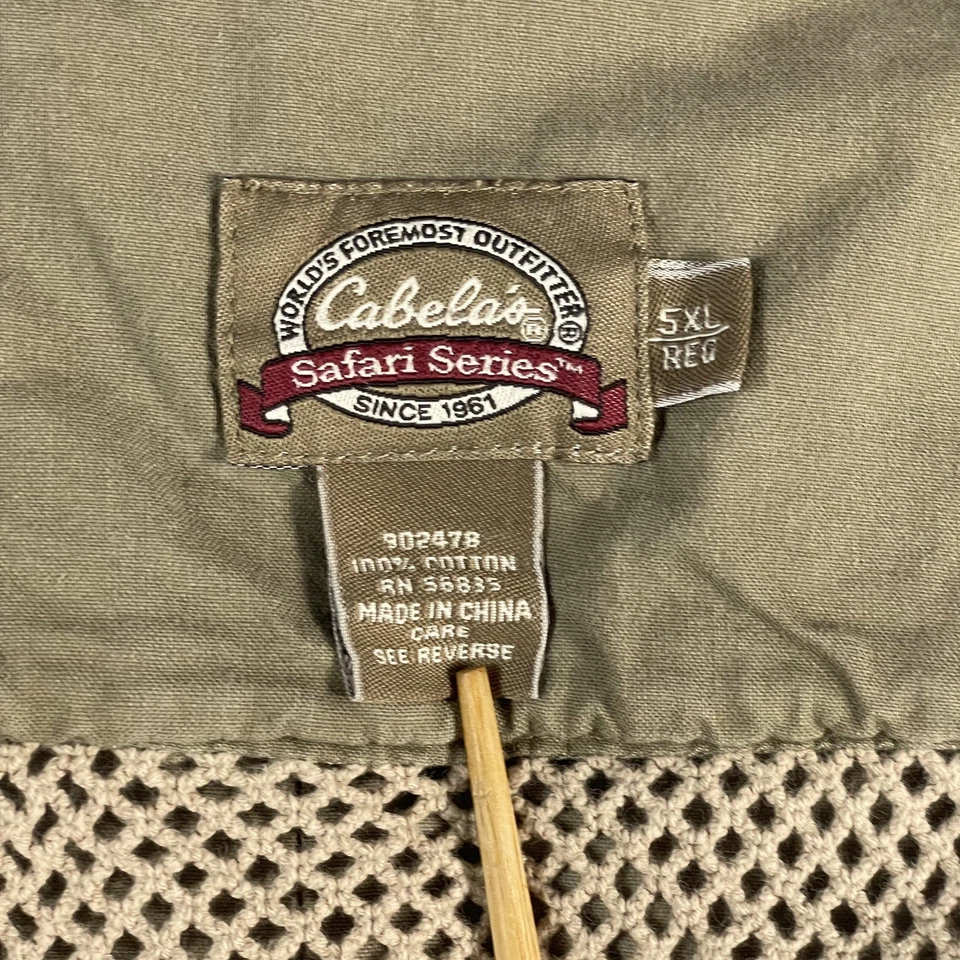 Cabelas Safari Series Mens 5XL Vented Hunting Fishing Utility Vest  Outdoor Mesh - Image 4 of 4