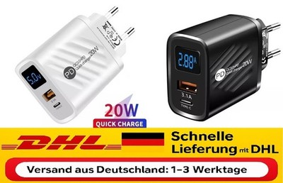 20 W Schnellladegerät USB-Ladegerät  mit V / A -Anzeige und Quick Charge 3.0