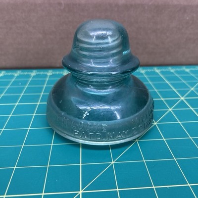 F.M. LOCKE VICTOR NY PAT'D MAY 22 1894 Blue Glass Power Insulator