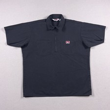 Vtg Ben Davis Shirt Mens Large Black Half Zip Talon Short Sleeve Workwear USA