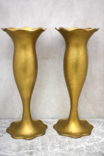 Par de jarrones antiguos estilo trompeta, 15 3/8" ht. (CU224) Chalice Co.