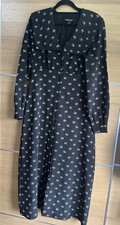Whistles Size 10 Black Izzy Horseshoe Collar Shirt Midi Dress BG1