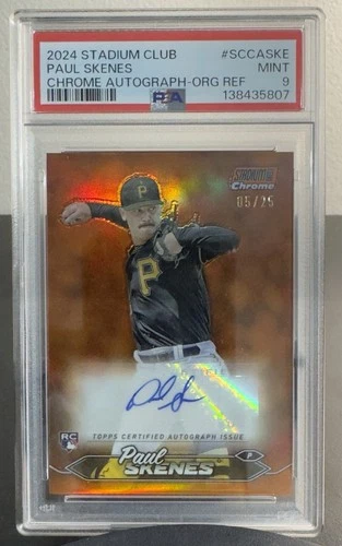 Paul Skenes 2024 Topps Stadium Club Chrome Orange Auto 5/25 Pirates PSA 9