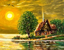 Original Art Sunrise/Sunset  Painting SIGNED + COA