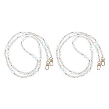 2Pcs Pearl Phone Chain Crossbody Lanyard Beaded Flower Wrist Phone Strap Pink