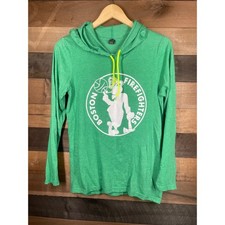 Boston Firefighters Lightweight Hoodie Green Small Pullover Sweatshirt