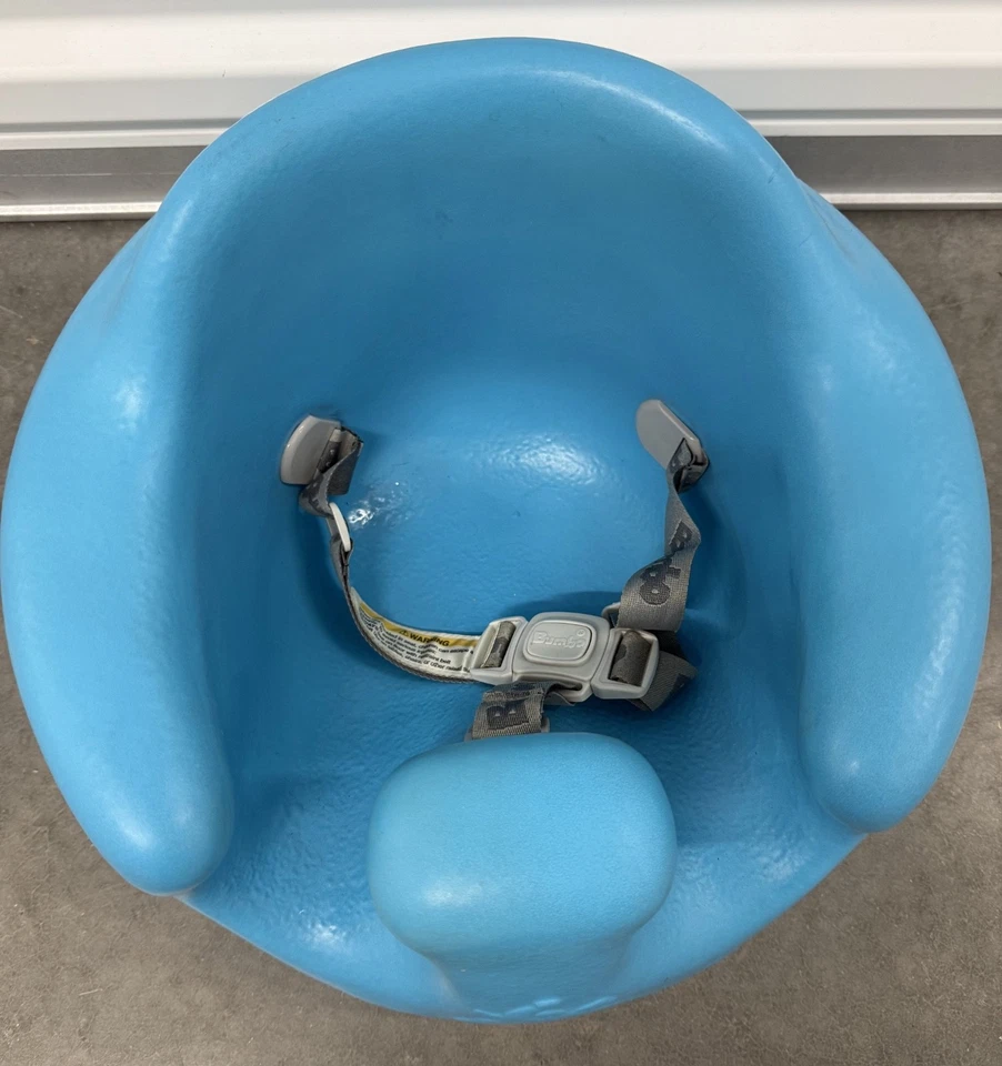 Asiento de piso de espuma suave para bebé Bumbo con arnés ajustable de 3 puntos aguamarina/azul Foto 2 de 4