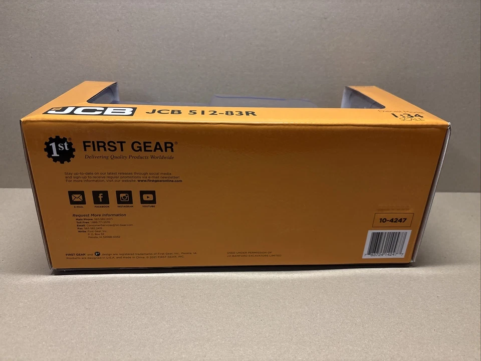 First Gear 10-4247 1:34 JCB 512-83R вращающийся телескопический телескопический погрузчик НОВЫЙ ЛИТОЙ - Изображение 4 из 4