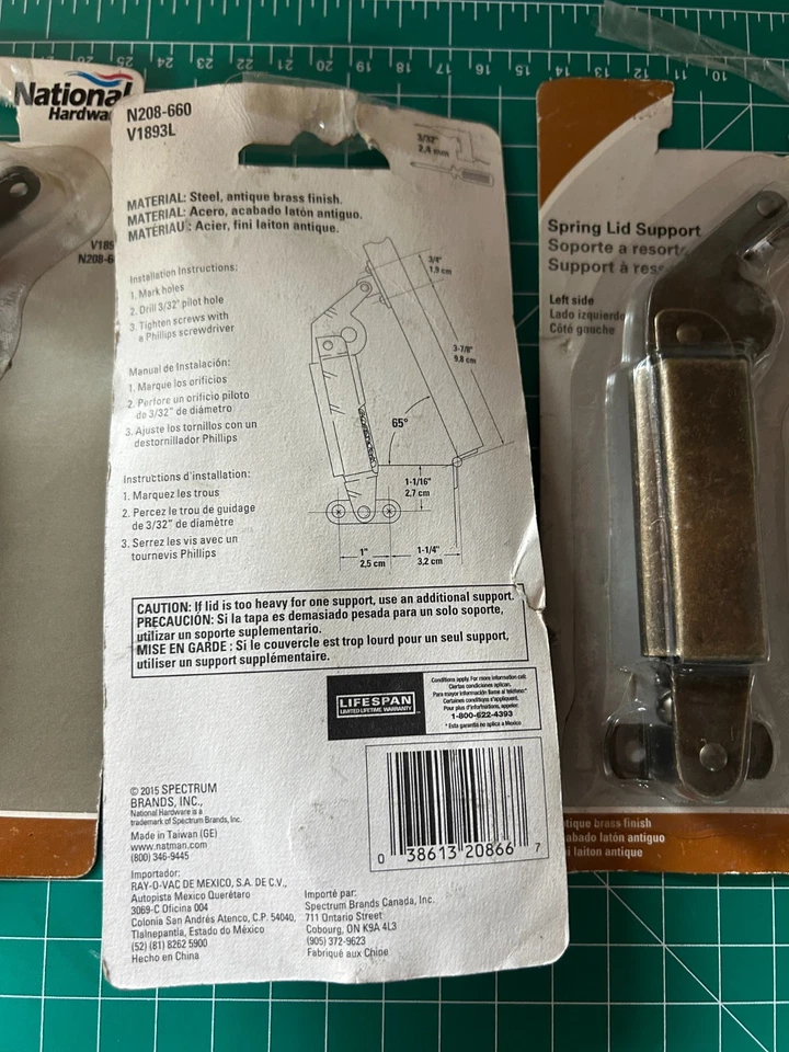 Lote de 5 paquetes National Hardware N208-660 soporte tapa resorte izquierda latón antiguo NOS Foto 4 de 4