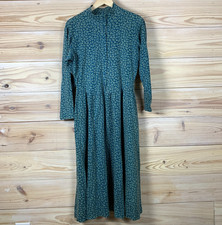 Vtg 90s LL Bean Dress Women Medium Henley Floral Modest Cottage Prairie USA