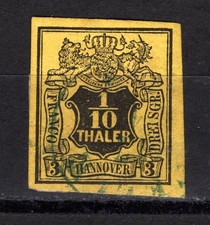 AD Hannover 1851 Michel 5 gestempelt, aber FalzresteEinschreiben