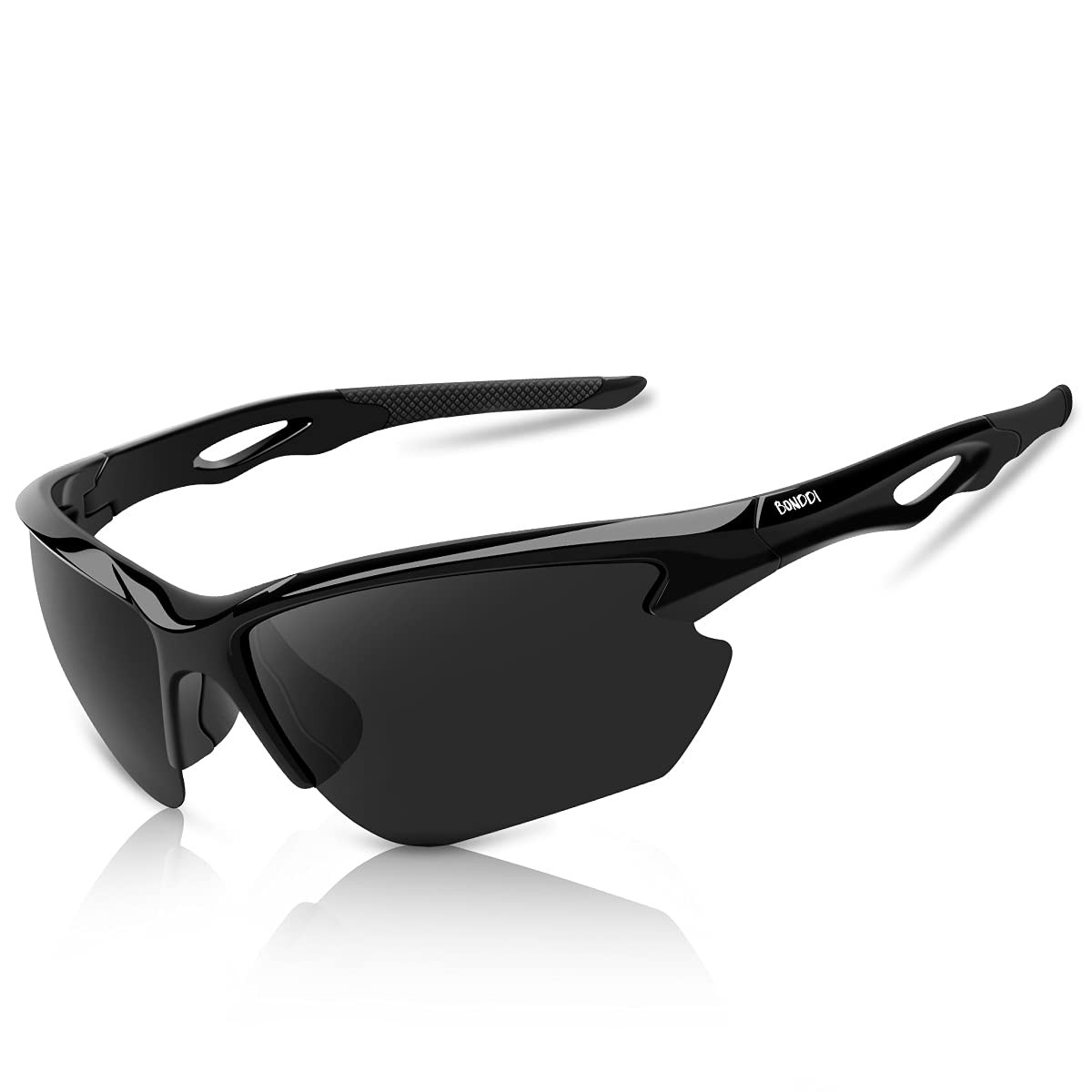 Lunettes de soleil sport polarisées homme BONDDI noir pour cyclisme VTT route