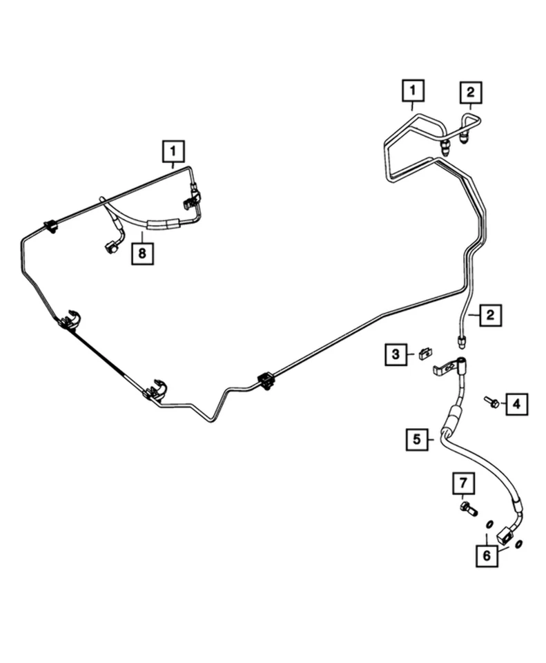 Nueva línea de manguera de freno delantera izquierda genuina Jeep Wrangler (2018-2025) OE 68282443AH Foto 4 de 4