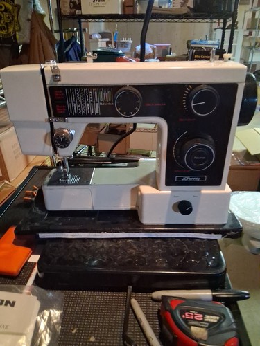 Vintage J.C. Penny 6915 Sewing Machine With Foot Control, Case & More Works Nice