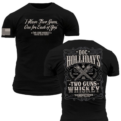 Tombstone Doc Holliday Two Guns One For Each Of You Whiskey Premium T Shirt LG