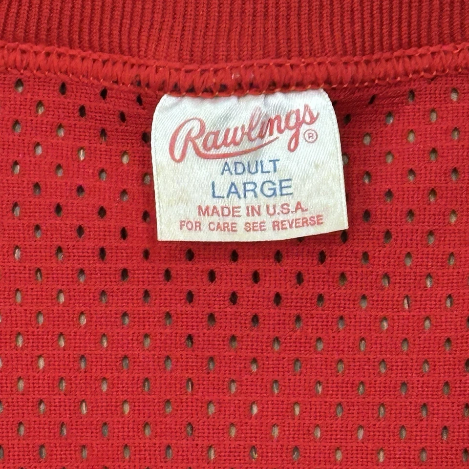 Camiseta deportiva de práctica de bateo vintage de los Cardenales de San Luis de los años 80 RAWLINGS malla roja grande Foto 3 de 4