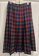 Pendleton Vintage Red Plaid Virgin Wool Pleated Skirt Sz 12