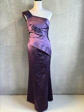 White By Vera Wang One Shoulder Satin Gown Purple Sz2 #formal