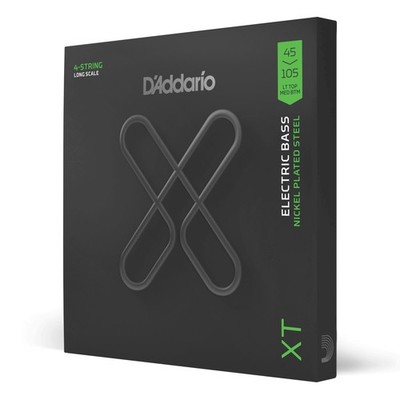 D'Addario XTB45105 XT Bass Stahl vernickelt, leichte Oberseite/mittlere Unterseite, lange Sc