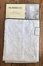 William Morris Co Strawberry Thief Window Curtain Panels 38 x 84 Gray Velvet NEW