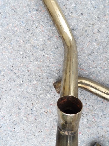 79 Harley Shovelhead 2 into 1 exhaust head-pipe, 30" fishtail slip-on, shark fin - Picture 18 of 24