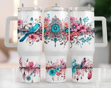 Boho Floral with Birds 40-ounce Insulated Stainless Steel Tumbler