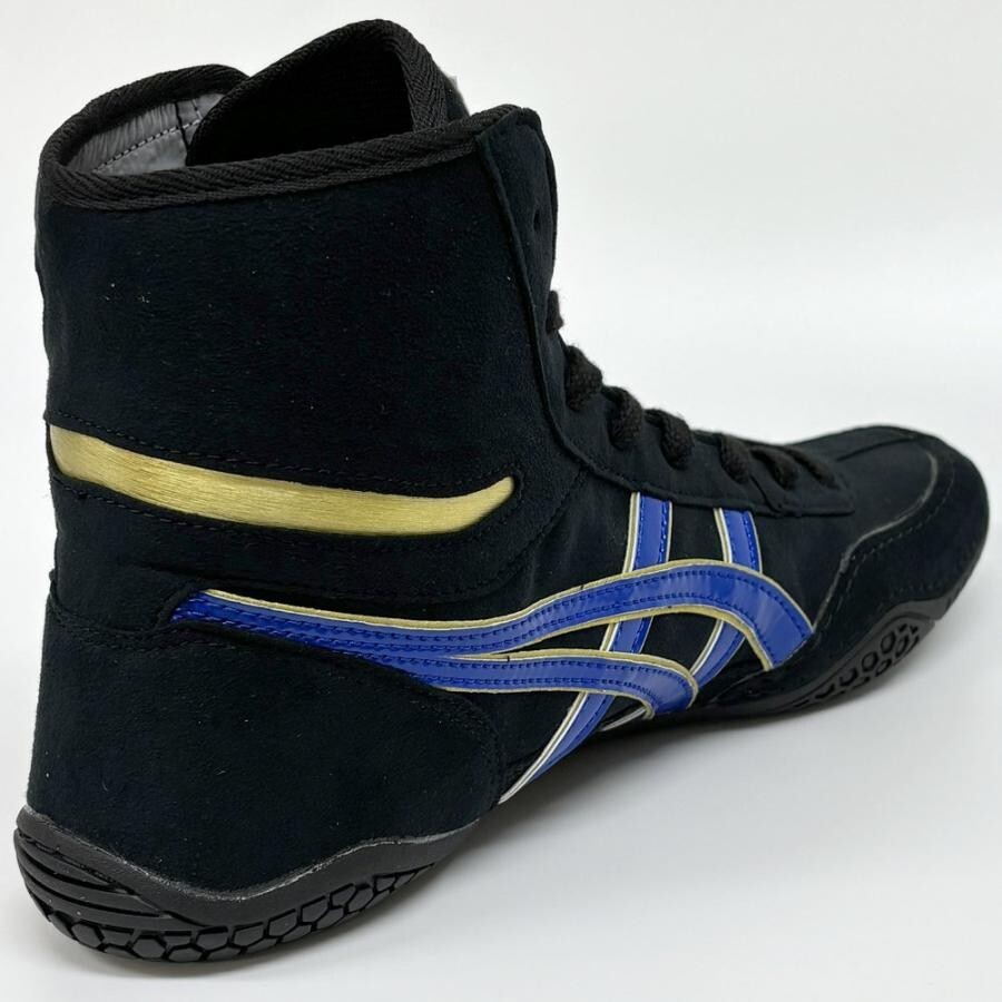 ASICS Wrestling Shoes 1083A001 Black x Blue Gold Edge Successor to