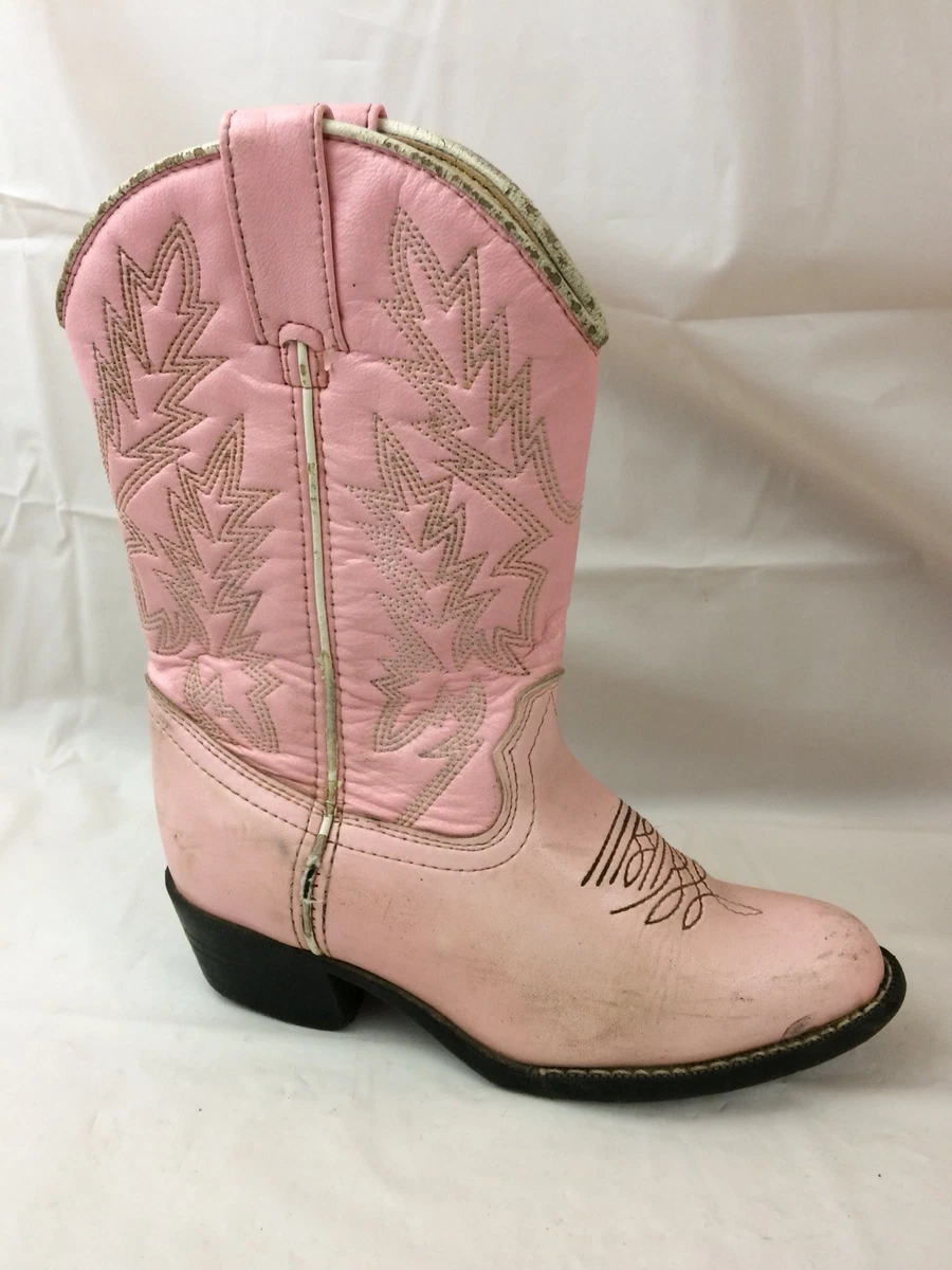 Durango Kid Boots Western Cowboy Girls 12.5 Youth Pink Leather