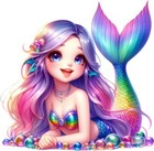 Colour Rainbow Sea Mermaid Wall Art Bedroom Nursery Vinyl Sticker Decal 6 Sizes