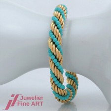 Bracelet - Turquoise Strand Cord Pattern - 18K/750 Yellow Gold - Handmade