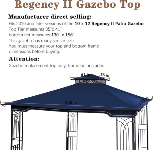 Upgrade Your Patio with Our 10 x 12 Navy Blue Gazebo Replacement Canopy - Picture 4 of 9