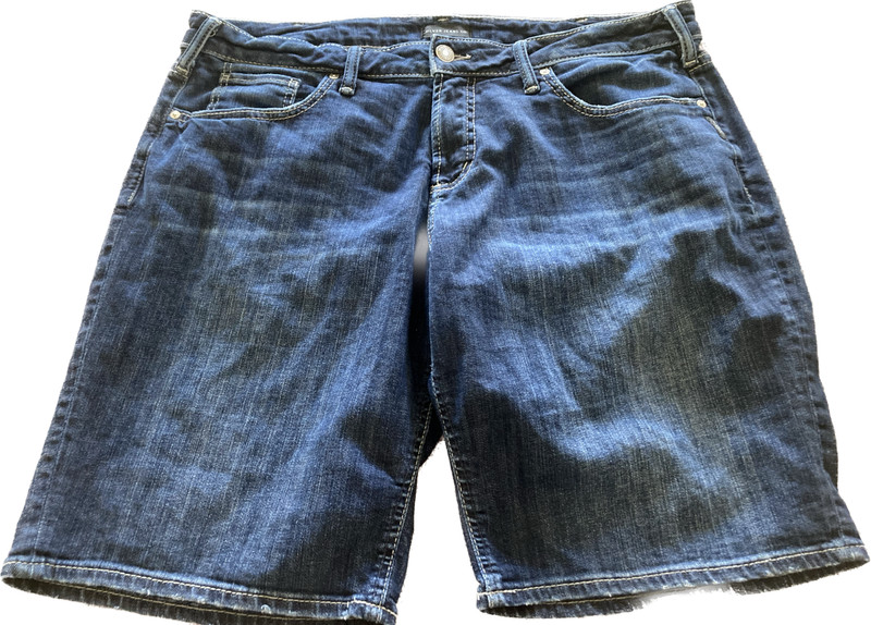 Silver Jeans Suki Bermuda Shorts Mid Rise Stretch Denim Blue Women's Size W38