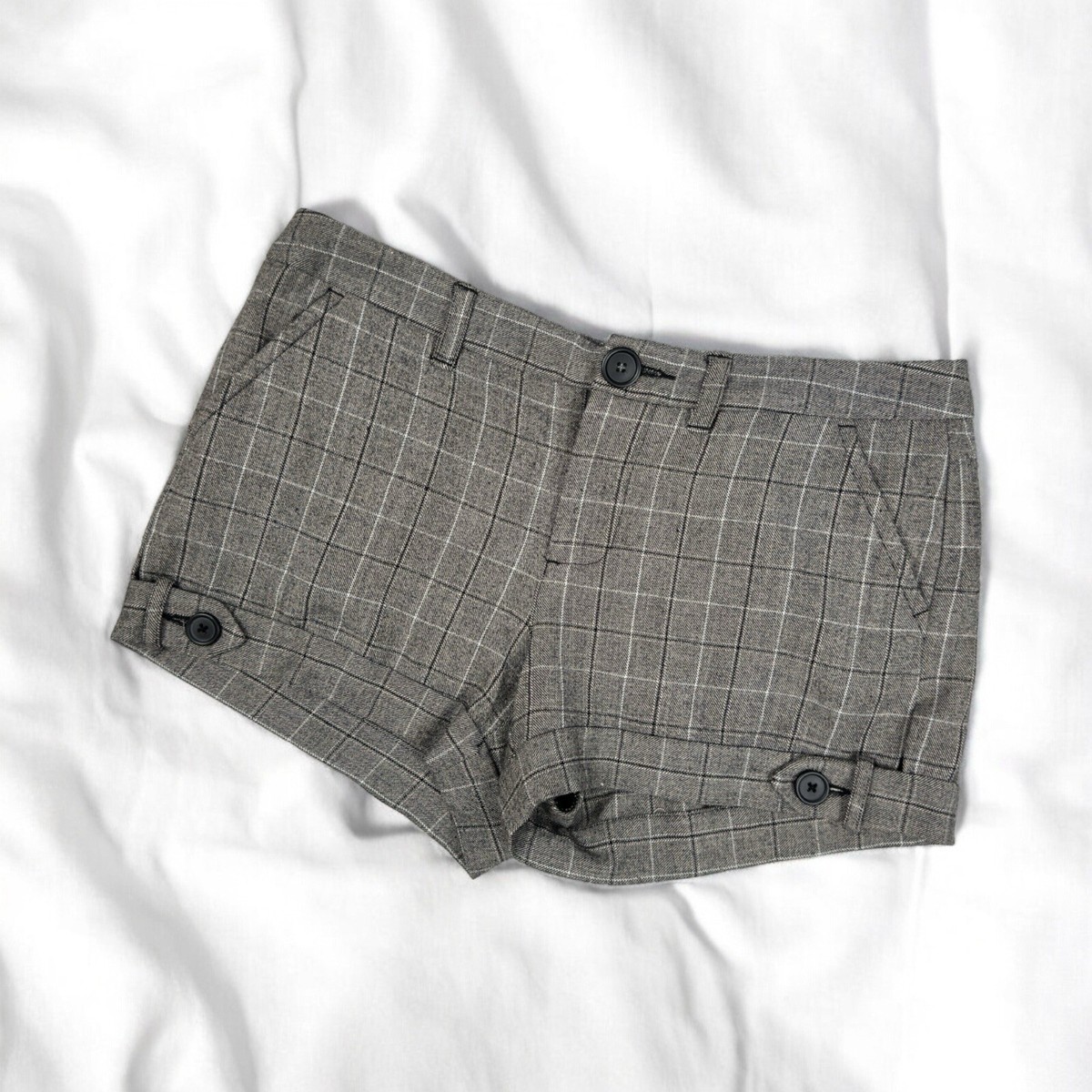 Gray Plaid Check Mini Shorts Y2K Goth Punk Grunge Preppy