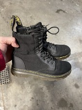 Doc Martens Dr Combs J AW004 Youth Kids Black Combat Boots Sz 1 Canvas Zip