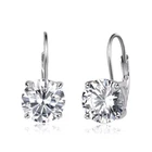 S925 Sterling Silver MOISSANITE Round 8 mm Solitaire 2.0 Ct Small Hoop Earrings
