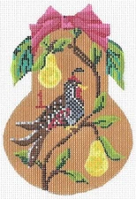Needlepoint Handpainted Kelly Clark 12 Days Christmas Pears ~Choose Canvas/Guide