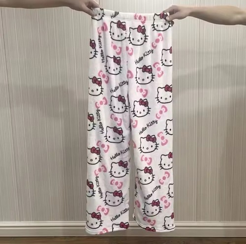 Hello Kitty Pink Fluffy Pyjama Loungewear Pants Trousers - Picture 5 of 16