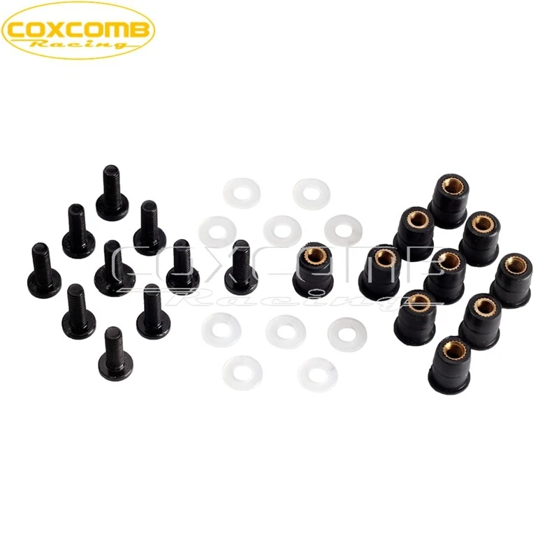 10x M5 5mm Motorcycle Fairing Bolts Spire Speed Fastener Clips Screw Spring Nuts — 第 3/4 张图片